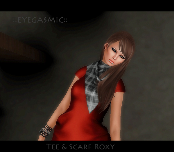 ::EyeGasmic:: Tee & Scarf Roxy  Red &Grey