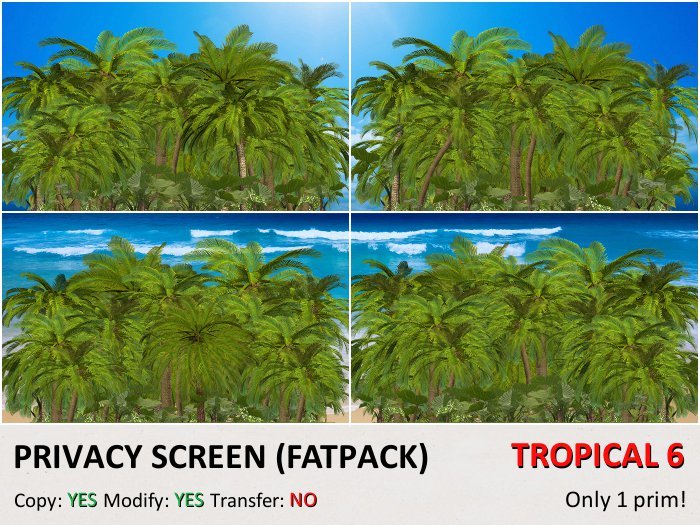 *DQ* PRIVACY SCREEN/BACKDROP - TROPICAL ISLAND - FATPACK (16 tropical backgrounds) - ALL COPYABLE & only 1 prim!