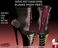 GOTHICA MIST SHORT BOOTS CHAINS/SPIKES SLINKS HIGH FEET