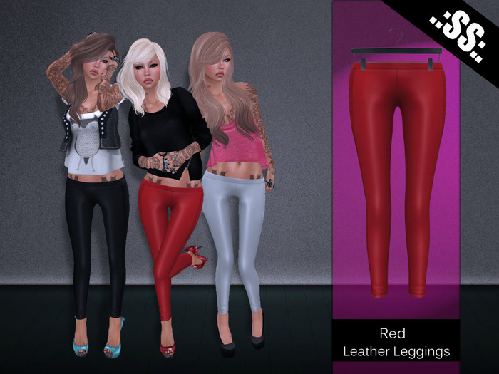 .:SS:. Red Mesh Leather Leggings 