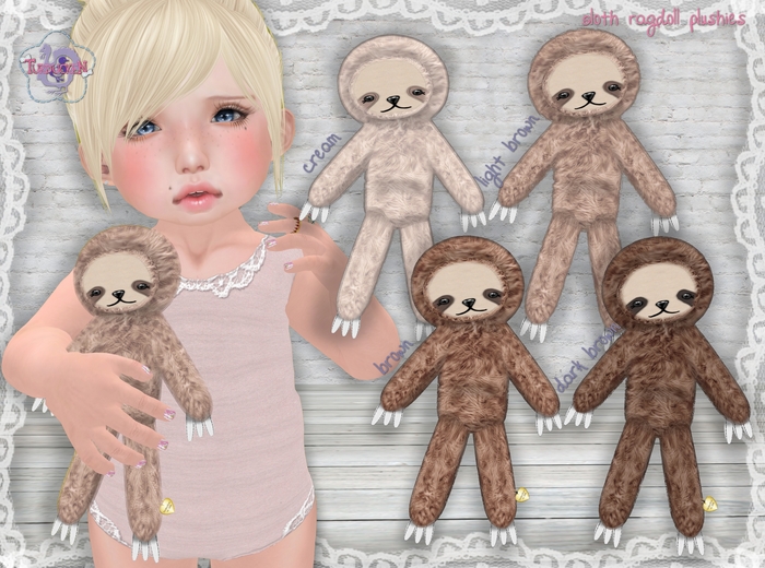 Second Life Marketplace Turducken ToddleeDoo Sloth RagDoll Plushie
