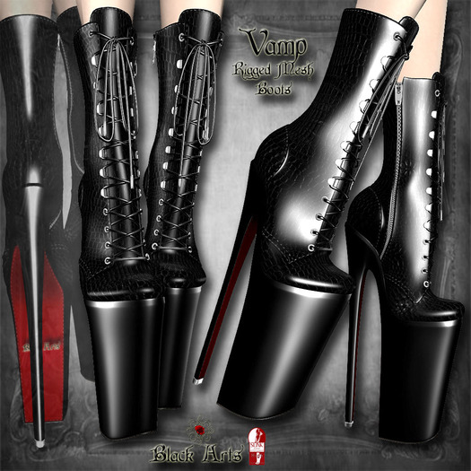 ~Black Arts~Vamp Rigged Mesh Boots Plain