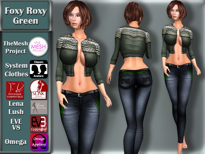 [TKS] BASIC -  Foxy Roxy Sweater and Jeans Green