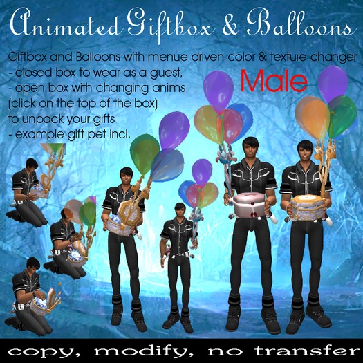 Animated Giftbox & Balloons male