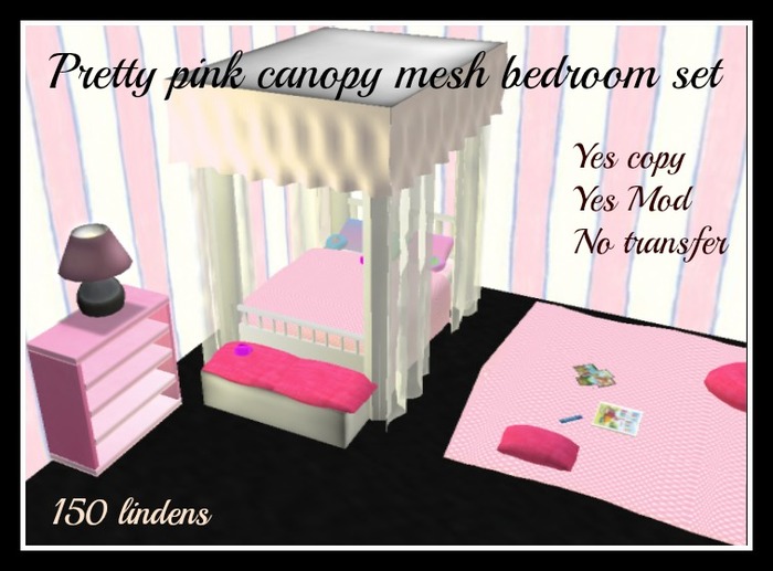 Pretty pink canopy bedroom set