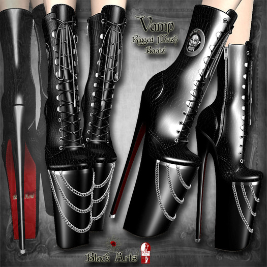 ~Black Arts~Vamp Rigged Mesh Boots DEMO