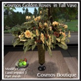 Cosmos Golden Roses  in Tall Vase (BOX)
