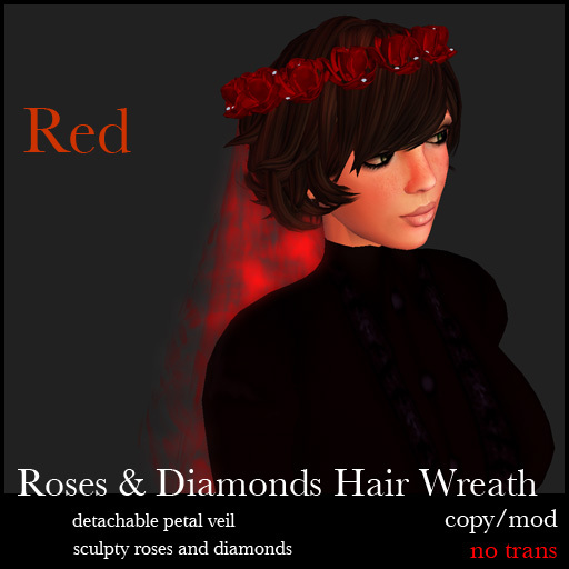 Red Roses & Diamonds hair wreath