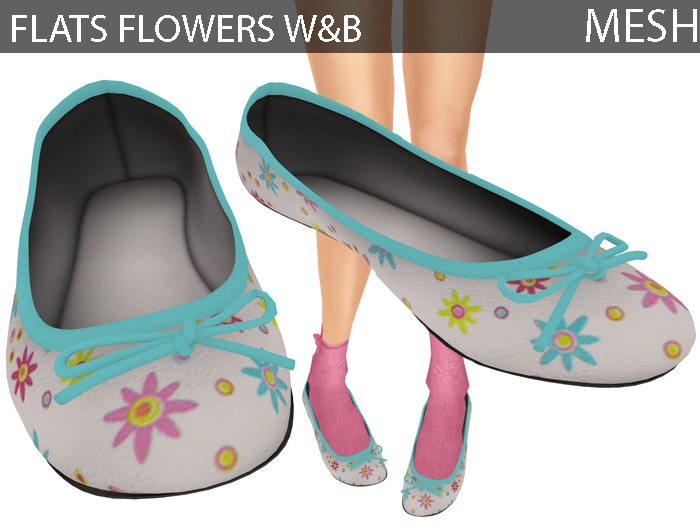 Flats Flowers W&B - Mesh