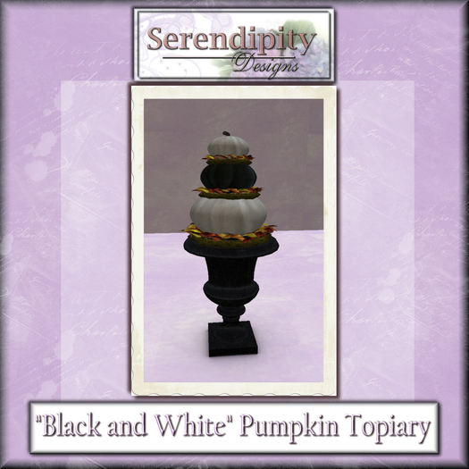 Serendipity Design - "Black and White" Pumpkin Topiary