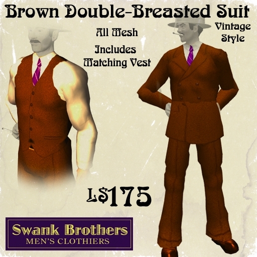 Swank Brown Double-Breasted Suit