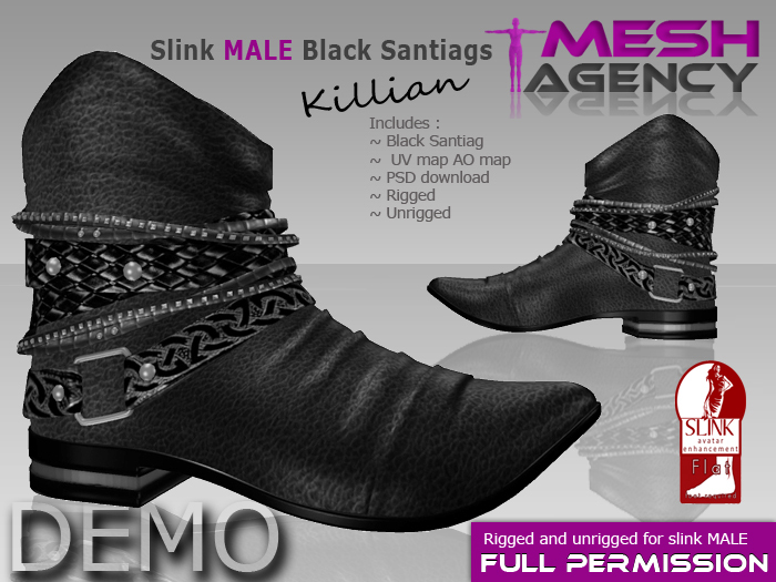 Slink MALE Black Leather Santiag "Killian" - DEMO