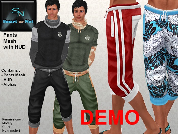 Fitted Mesh - Pants Double Belt with Hud - DEMO