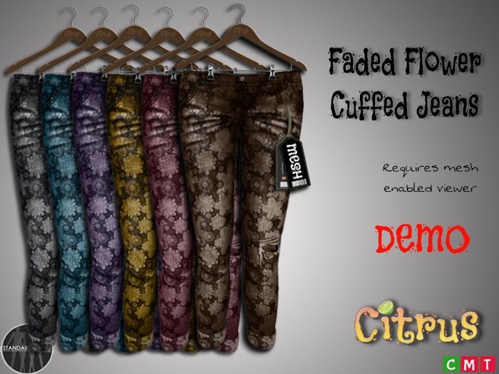 DEMO Citrus Flowered Rip n Cuff  Jeans