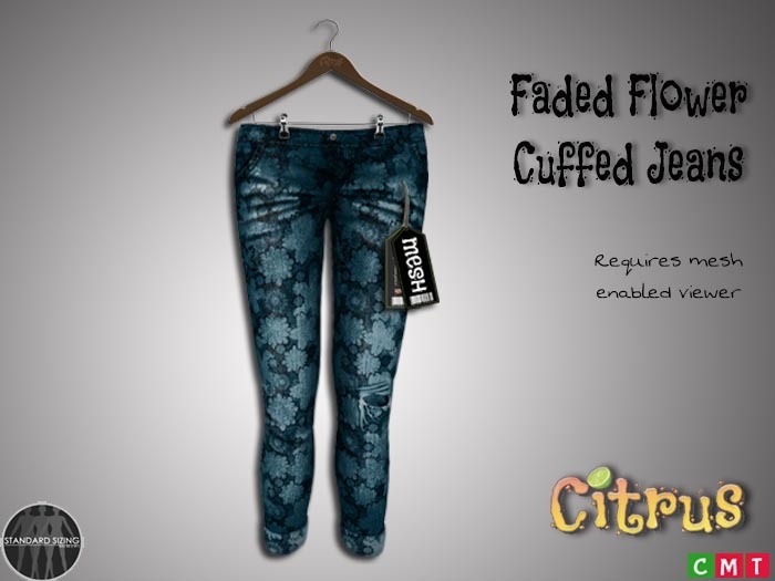 Citrus Flowered Rip n Cuff  Jeans River