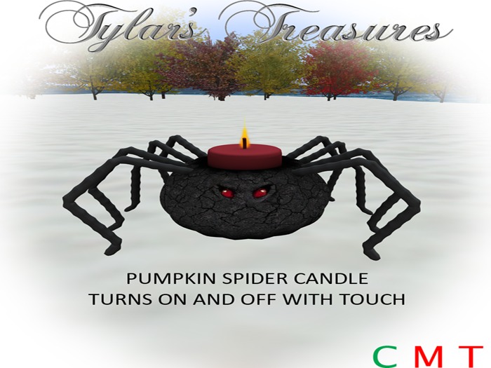 .:TT:.  SPIDER  PUMPKIN CANDLE  BOXED