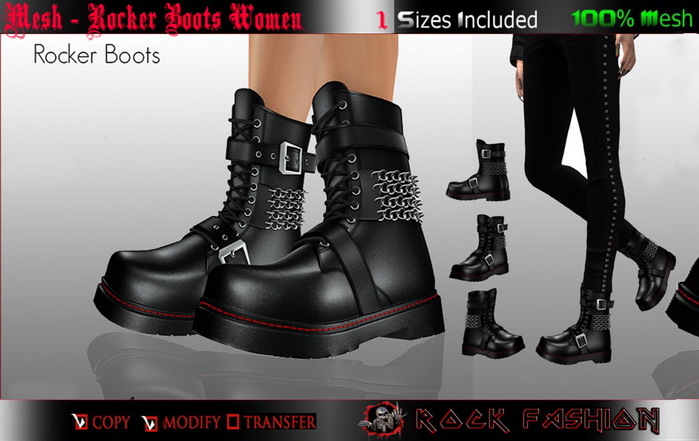 [ Mesh ] Women's Rocker Chain Boots 