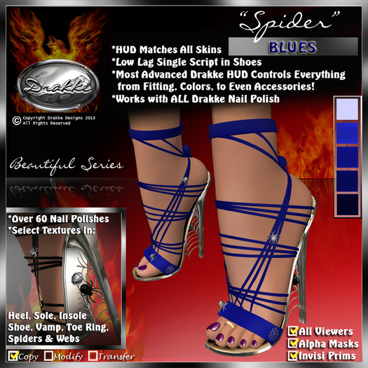 !Drakke! "Spider" Stilettos (Cyans)
