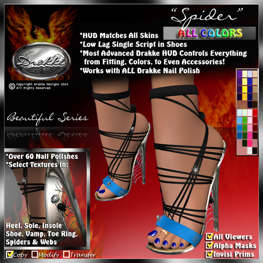 !Drakke! "Spider" Stilettos (Cyans)