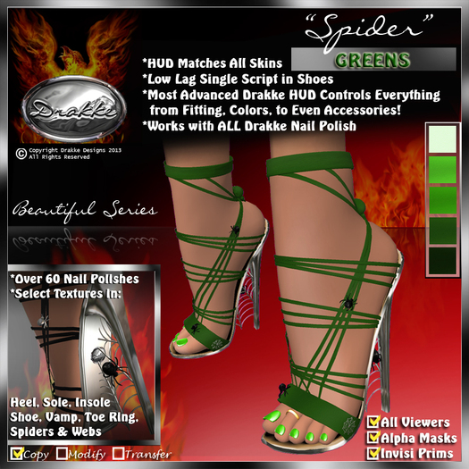 !Drakke! "Spider" Stilettos (Cyans)