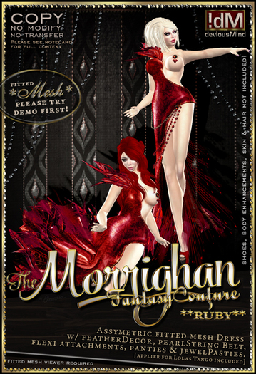 !dM deviousMind "Morrighan" **RUBY** Raven Dress