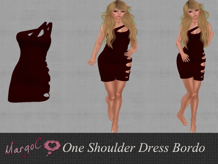 DEMO One Shoulder Dress Bordo - MargoC