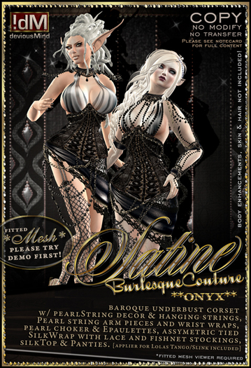 !dM deviousMind "Satine La Rouge" **ONYX** Burlesque Couture