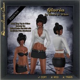 Gloria Skirt Set in White & Black Denim 