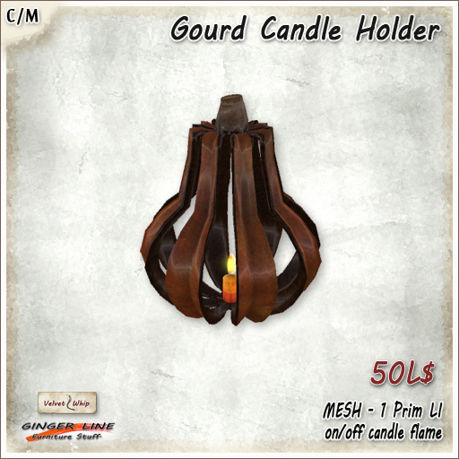 [Ginger Line] Gourd Candle Holder - 1 LI autumn or halloween decoration