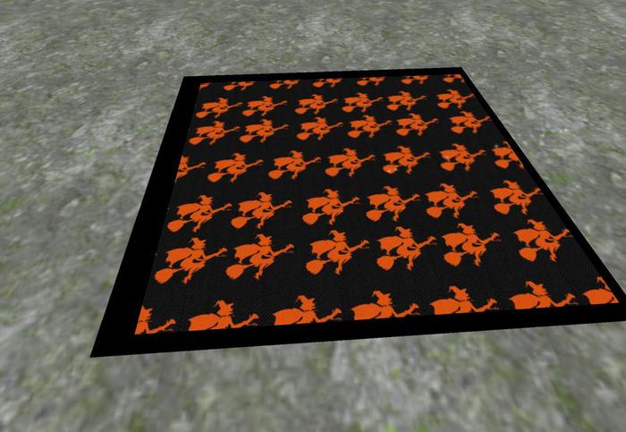 alfombra negro y anaranjado CON BRUJAS