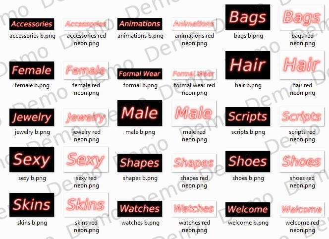 Retailer Set - Red Neon Sign Textures - Full Perm