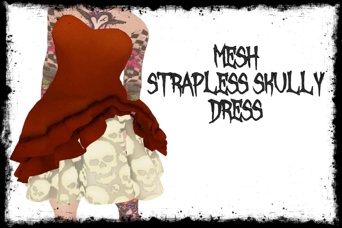 Mesh Strapless Skully Dress