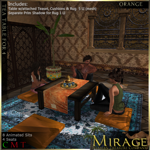 =Mirage= Tea Table for 4 - Orange2