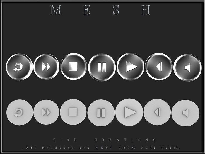 T-3D Creations [ Music-control-7 buttons ] Micro MESH - Full Perm