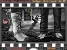 ZED MESH MATERIALS ENABLED: Studded Strap Laced White Boots w/ Materials HUD for Heels/Toes, Hideable Laces