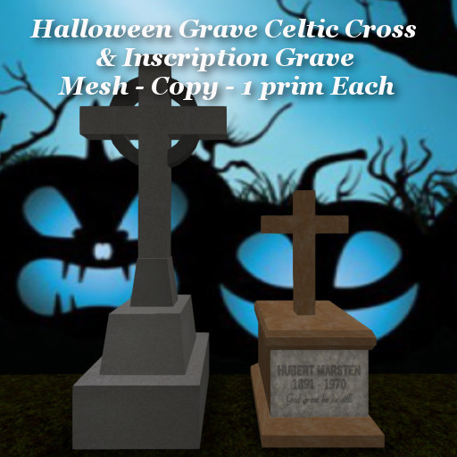 Halloween GraveStone Celtic Cross & Inscription Grave V2