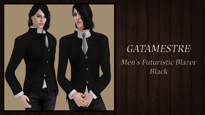 ::GATAMESTRE:: Mesh Men's Futuristic Blazer - Black