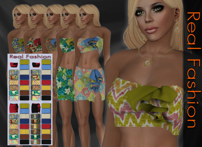 REAL FASHION Volant top and skirt set - TROPICAL
