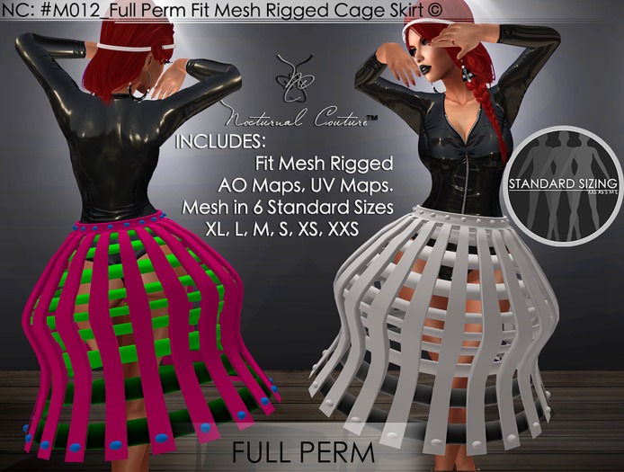 NC : #M012_Full Perm Fit Mesh Rigged Cage Skirt