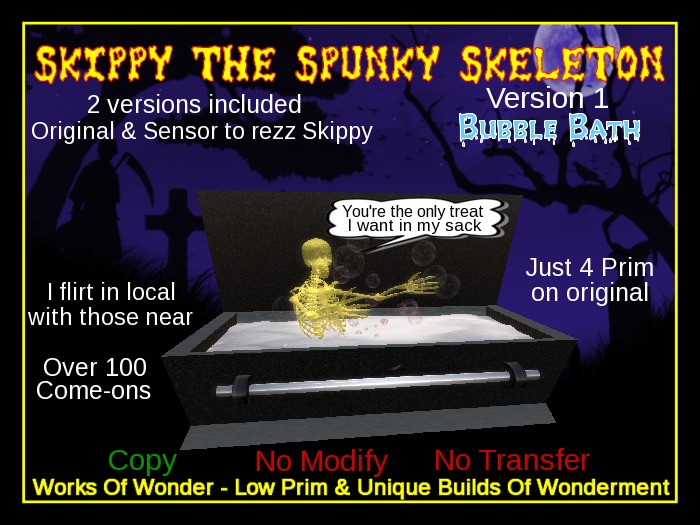 Skippy The Spunky Skeleton Bubble Bath -MESH- ( Halloween - Goth Decor )
