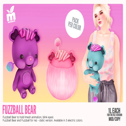 *MishMish* Fuzzball Bear - Electric Purple [Boxed]