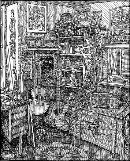 pen drawing the gitarres
