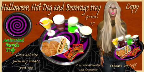 Second Life Marketplace - Halloween animated hot dog and beverage tray