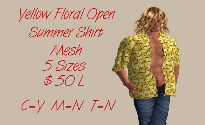 Yellow Mesh Floral Summer Shirt B
