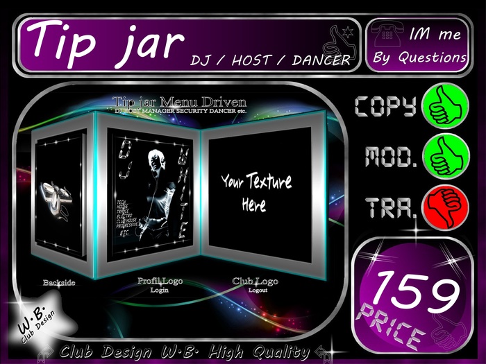 ** Tip jar ** for DJ / Host / Dancer / etc. ** Menu Driven**