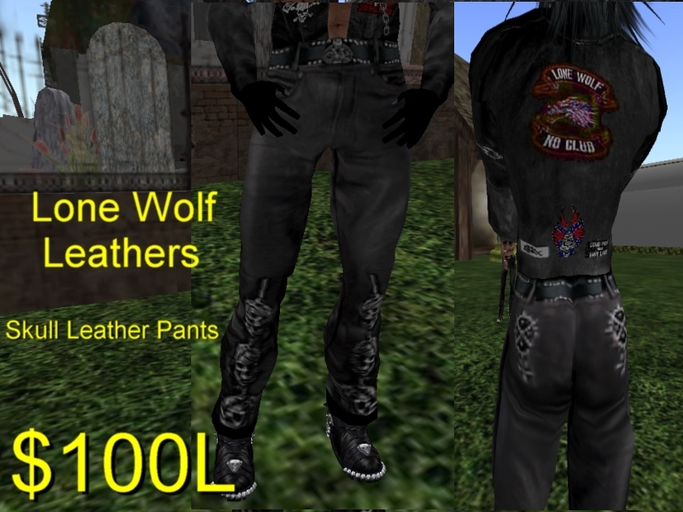 Lone Wolf  Leather Skull Pants