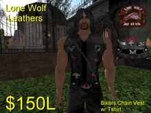 Lone Wolf Leather Biker Chain Vest w/ Shirt