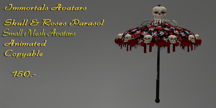 IMMORTALS SMALL AVATAR SKULLS & ROSES PARASOL