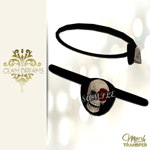 Glam Dreams Mesh Skull & Rose Eye Patch (w Rz) Shopping Bag ***