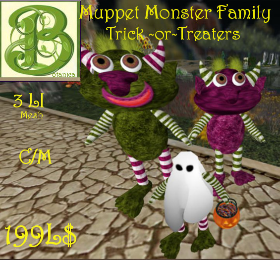 Muppet Monster Family Trick or Treaters, 3 LI Mesh